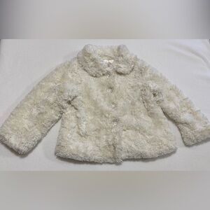 Old Navy 3T Infant Girl Cream Teddy Coat Plush Faux Fur